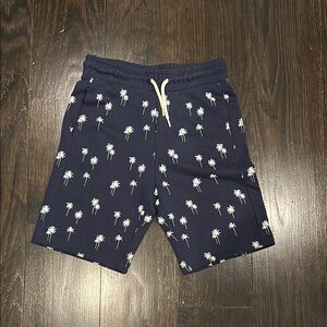 Navy Palm Tree Print Kids Shorts